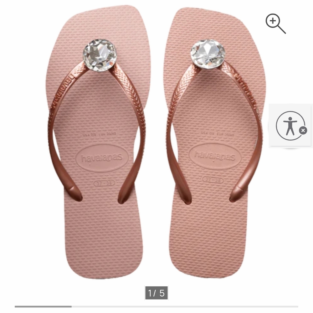 Havaianas Women's Sandals in Pink with Crystal Detail Rose gold